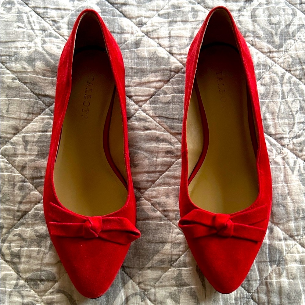 Talbots Red Suede Bow Flats